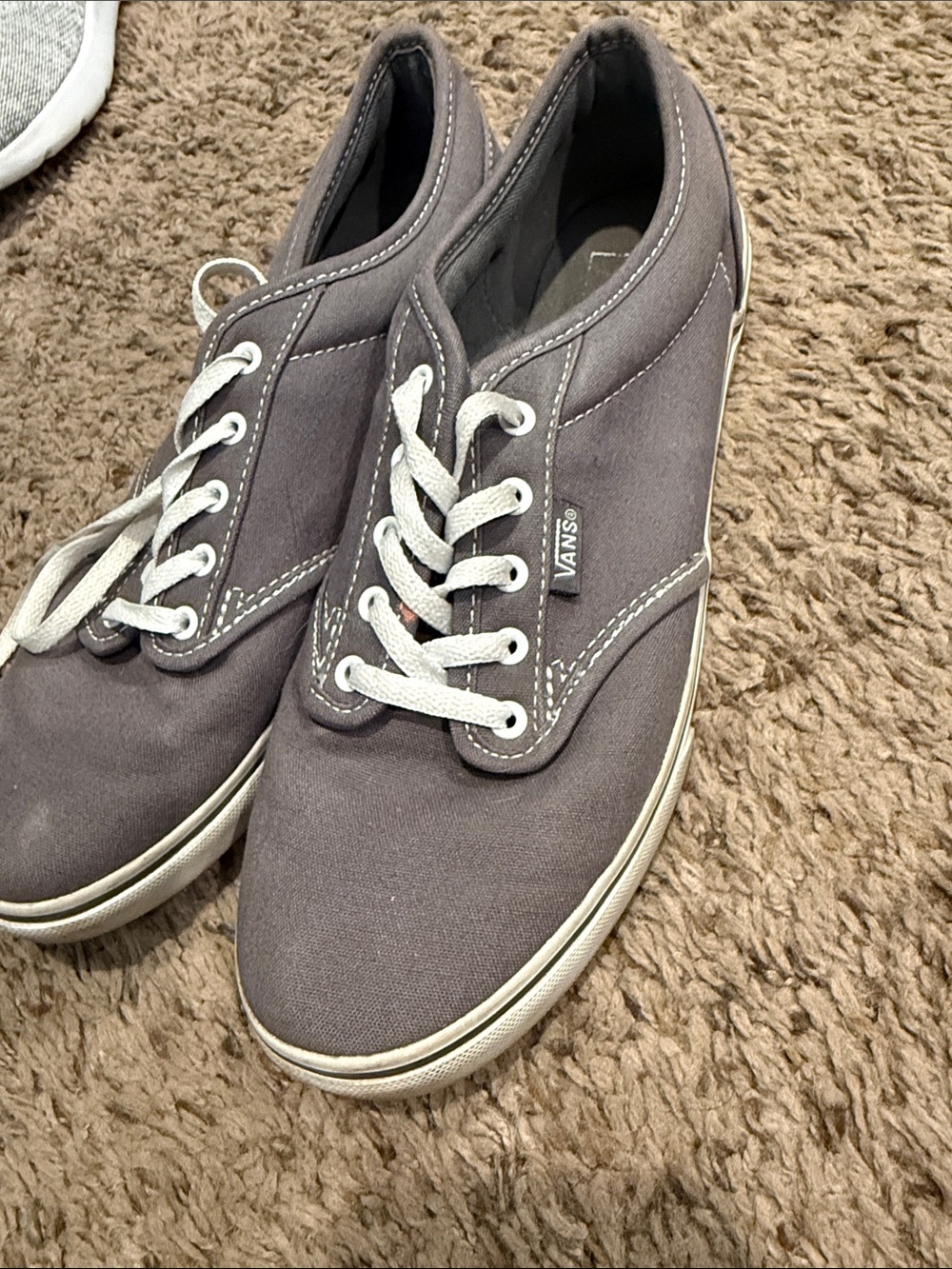 Vans Gray Canvas Low-Top Sneakers with White Laces
